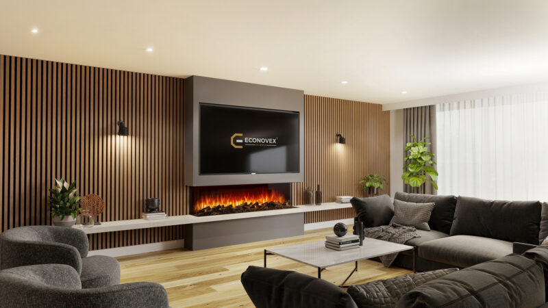 Econovex E1800 72” Panoramic 3 Sided Electric Fire