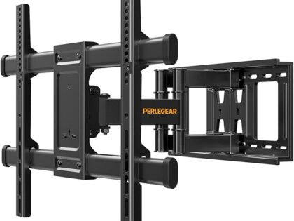 Perlegear TV Wall Bracket for 37-84 Inch Flat/Curved TVs up to 60kg, Swivel Tilt TV Bracket Max.VESA 600x400mm, Full Motion Wall Mount with Dual Arm