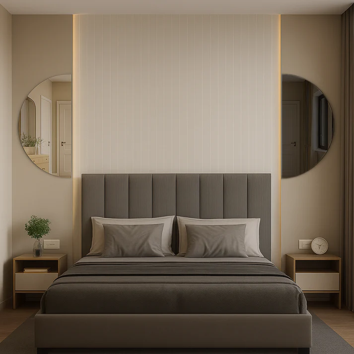 Set Of 2 Half-Moon Silver & Grey Frameless Wall Mirror - Image 2