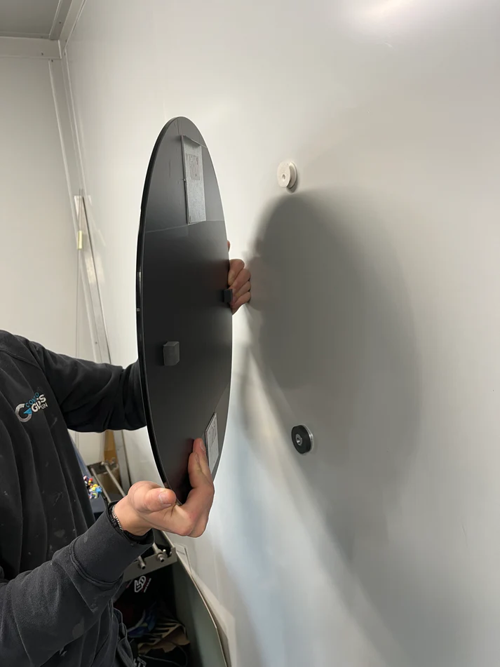 Antique Grey Contemporary Round Frameless Mirror - Image 3