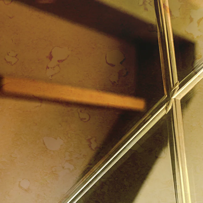 Antique Bronze Frameless Round Grooved Mirror - Image 2