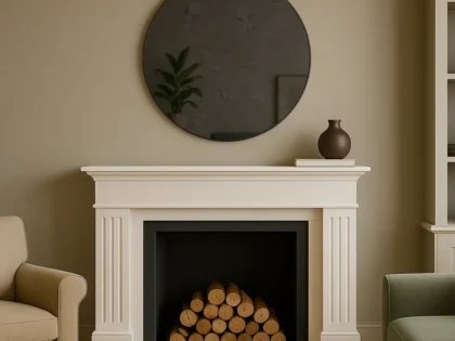 Antique Grey Contemporary Round Frameless Mirror