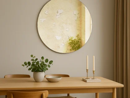 Antique silver Contemporary Round Frameless Mirror
