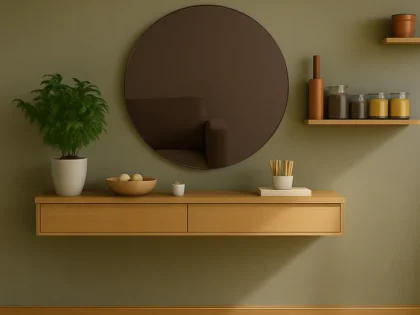 Bronze Tinted Contemporary Round Frameless Mirror