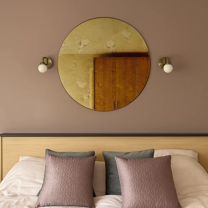 Antique Bronze Contemporary Round Frameless Mirror