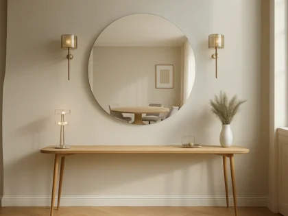 Silver Contemporary Round Frameless Mirror