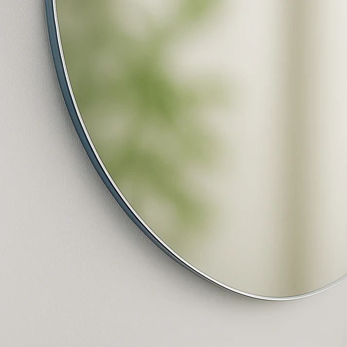 Antique Grey Contemporary Round Frameless Mirror - Image 2