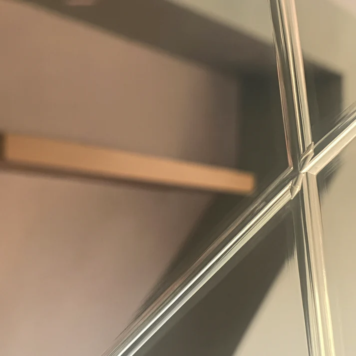 Silver Frameless Round Grooved Mirror - Image 2